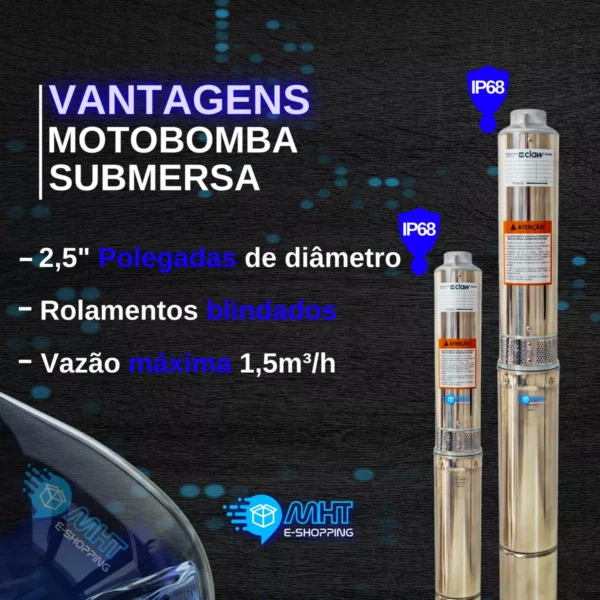 Motobomba Submersa Claw 4" 1 CV 220V Caneta Para Poço Artesiano - Image 5